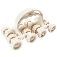 Manual Body Massage Roller, 16-Wheel Handheld Neck Back Waist Leg Massager, Lightweight ABS Resin Muscle Roller with Ergonomic Handle for Home, Office, Travel Relaxation, White